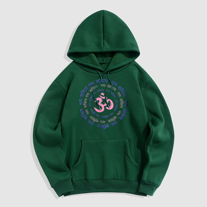 Buddha Stones OM Mantra Character Sanskrit Fleece Lined Hoodie