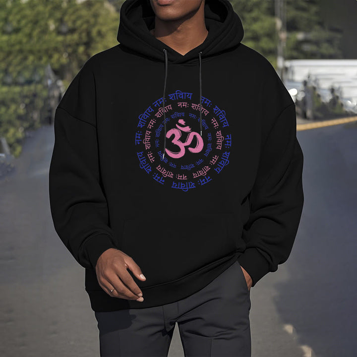 Buddha Stones OM Mantra Character Sanskrit Fleece Lined Hoodie