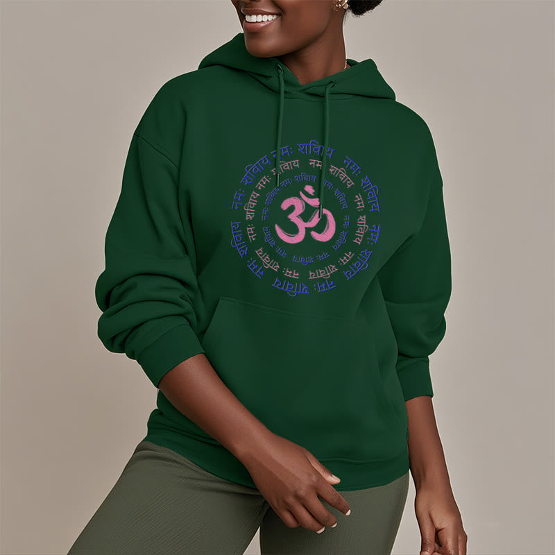 Buddha Stones OM Mantra Character Sanskrit Fleece Lined Hoodie