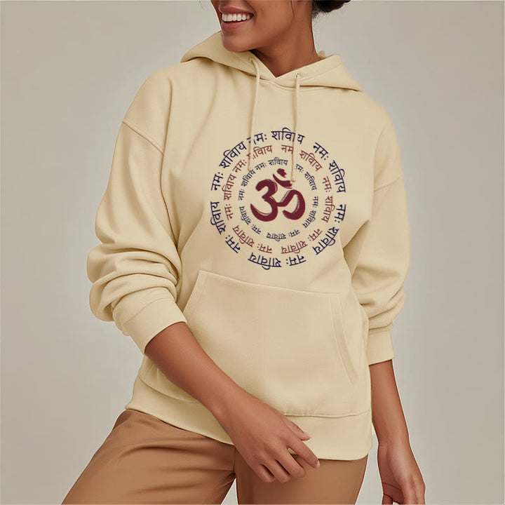 Buddha Stones OM Mantra Character Sanskrit Fleece Lined Hoodie