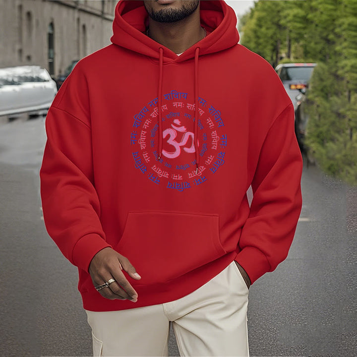 Buddha Stones OM Mantra Character Sanskrit Fleece Lined Hoodie