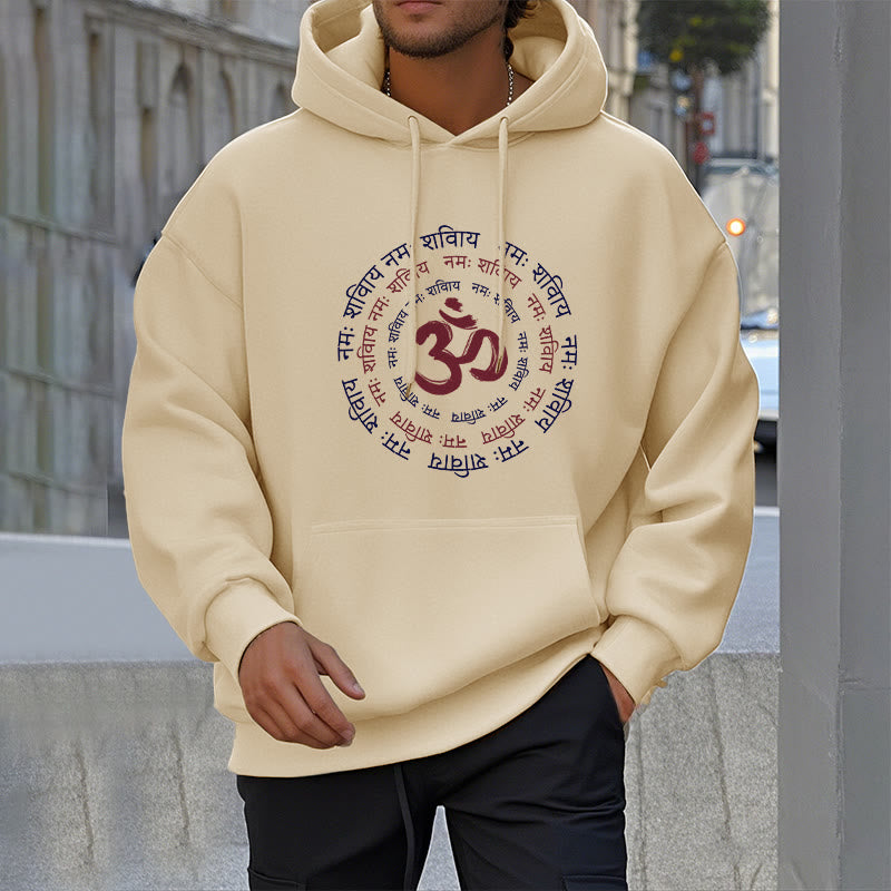 Buddha Stones OM Mantra Character Sanskrit Fleece Lined Hoodie