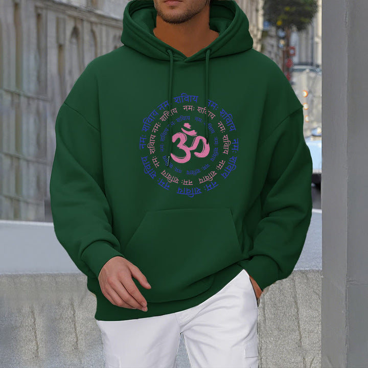 Buddha Stones OM Mantra Character Sanskrit Fleece Lined Hoodie