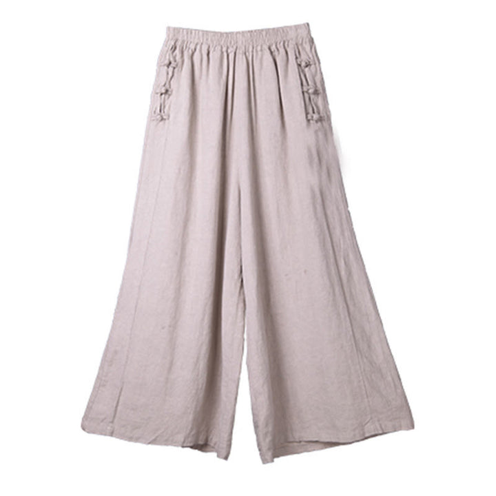 Buddha Stones Casual Frog-Button High Waist Wide Leg Pants With Pockets - image 8