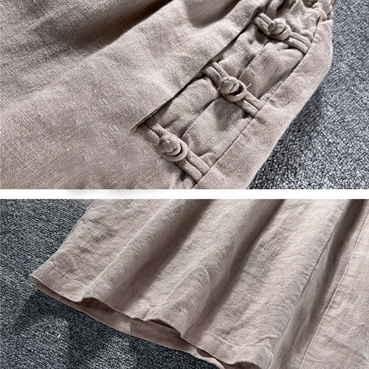 Buddha Stones Casual Frog-Button High Waist Wide Leg Pants With Pockets - image 7