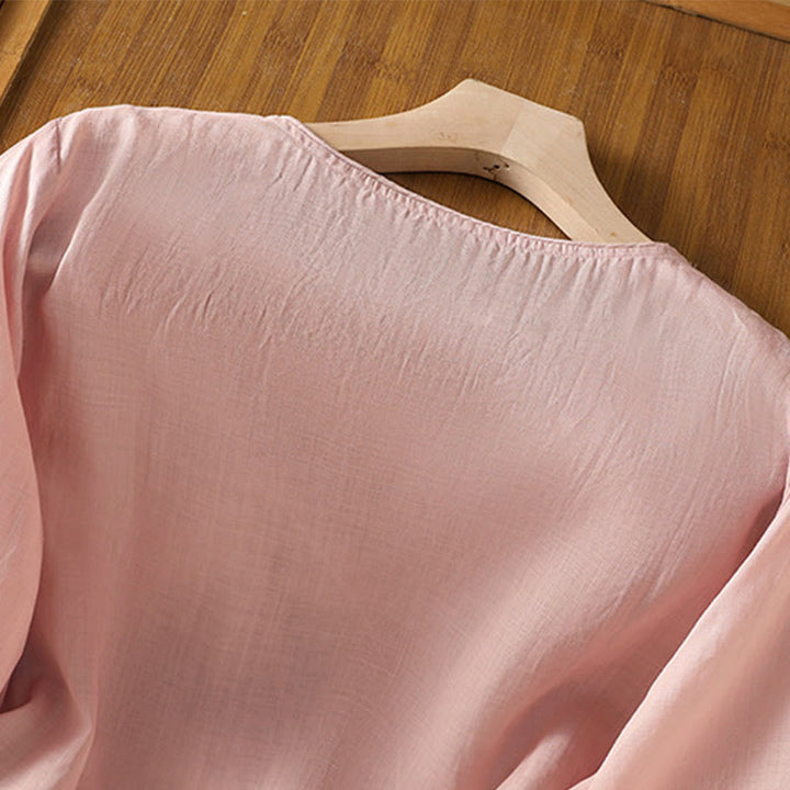 Buddha Stones Ethnic Embroidery Crew Neck Cotton Linen Pullover Clothing - image 26