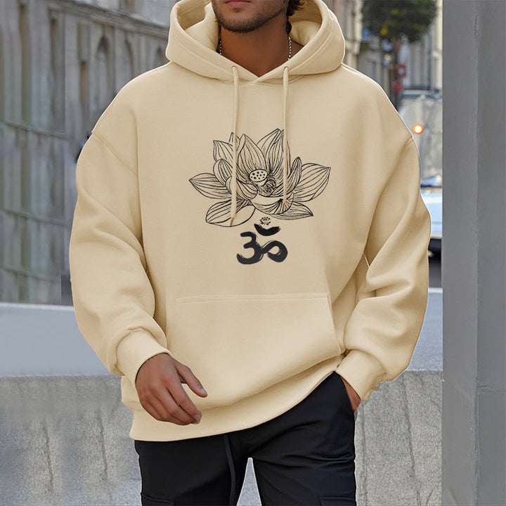 Buddha Stones Om Mantra Sanskrit Lotus Flower Fleece Lined Hoodie