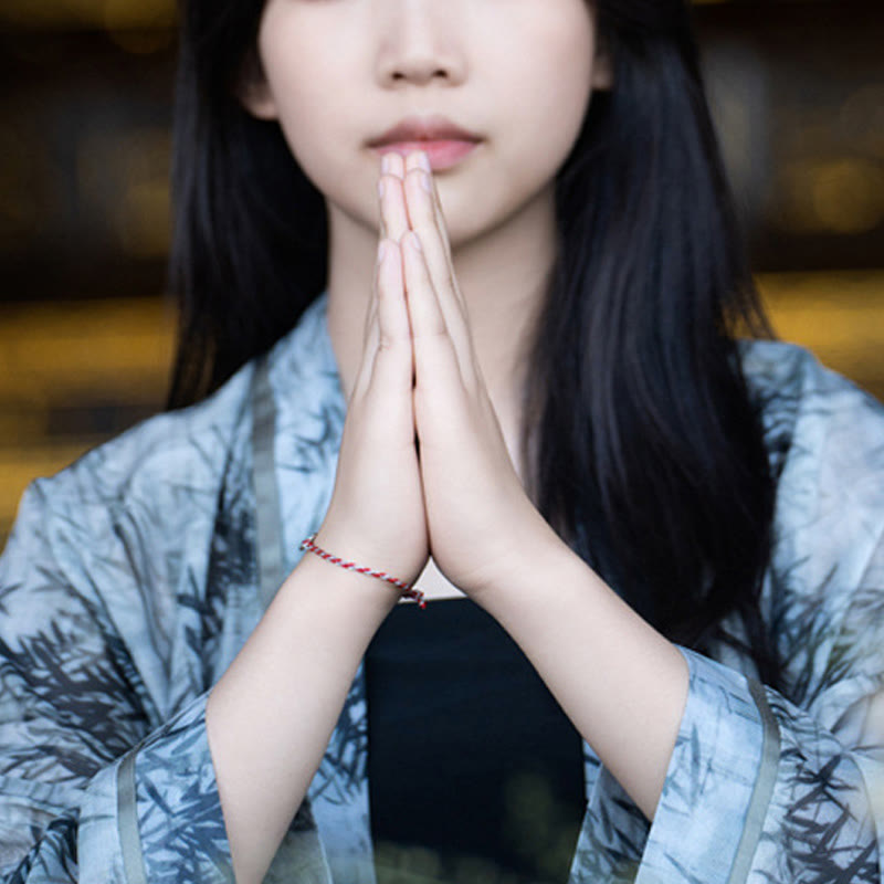 Buddha Stones 925 Sterling Silver Peace Buckle Luck String Bracelet - image 11