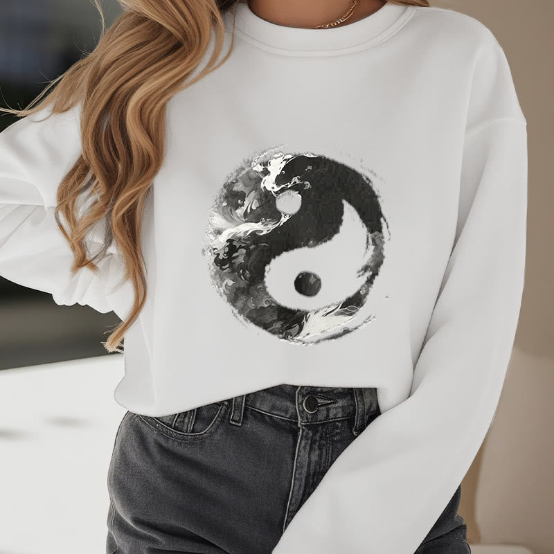 Buddha Stones Yin Yang Fleece Lined Polyester Sweatshirt