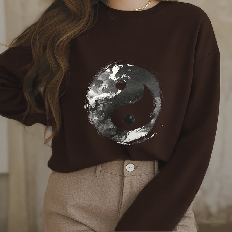 Buddha Stones Yin Yang Fleece Lined Polyester Sweatshirt