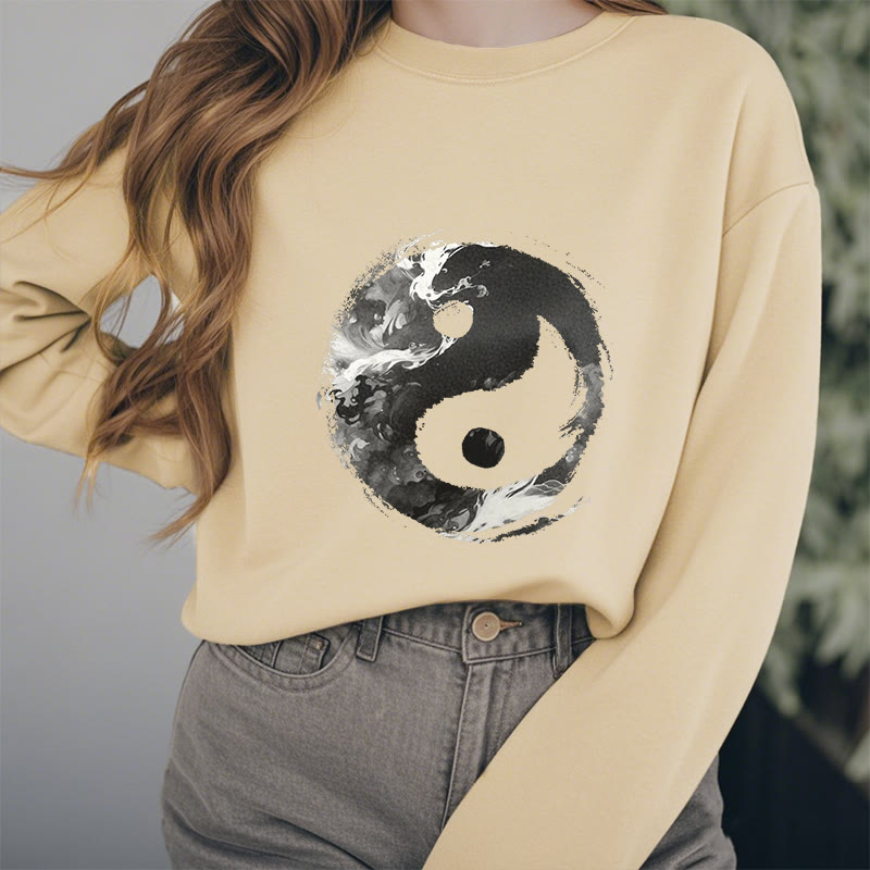 Buddha Stones Yin Yang Fleece Lined Polyester Sweatshirt