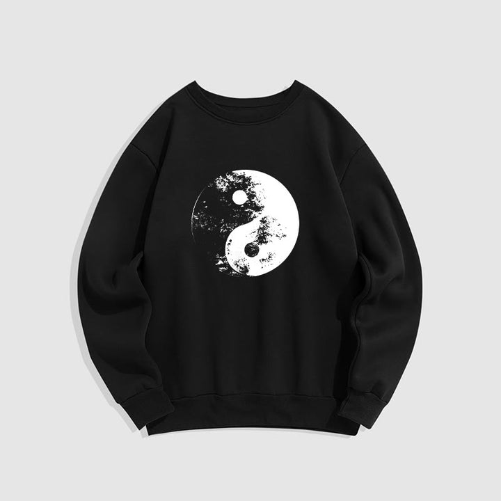 Buddha Stones Yin Yang Tai Chi Pattern Fleece Lined Sweatshirt