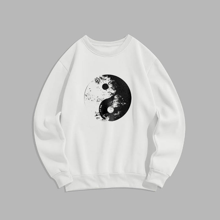 Buddha Stones Yin Yang Tai Chi Pattern Fleece Lined Sweatshirt