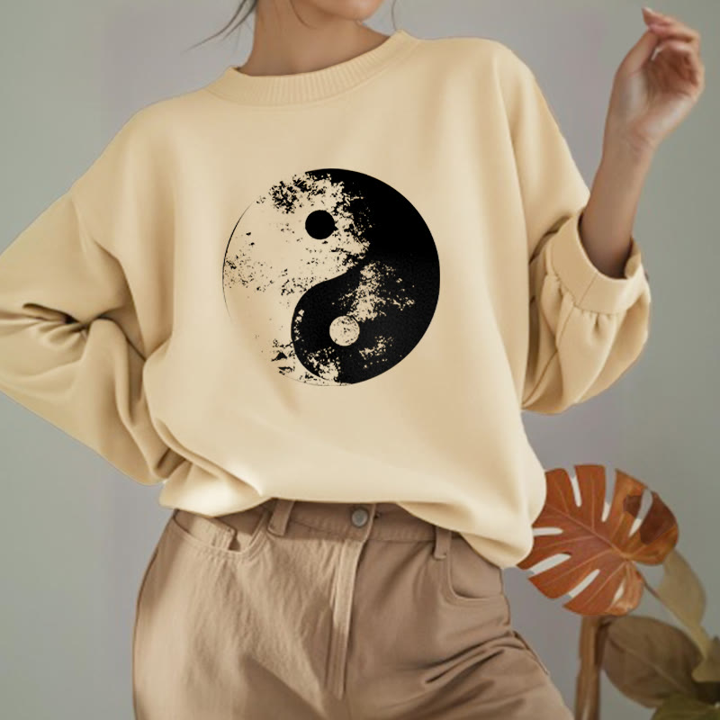 Buddha Stones Yin Yang Tai Chi Pattern Fleece Lined Sweatshirt