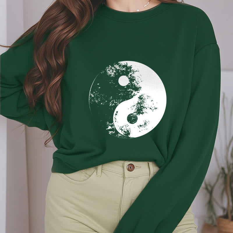 Buddha Stones Yin Yang Tai Chi Pattern Fleece Lined Sweatshirt