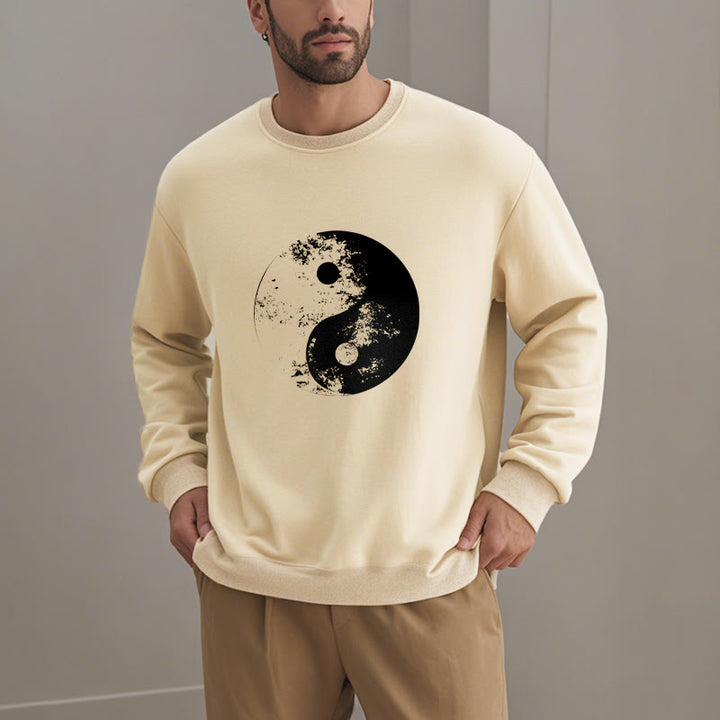 Buddha Stones Yin Yang Tai Chi Pattern Fleece Lined Sweatshirt