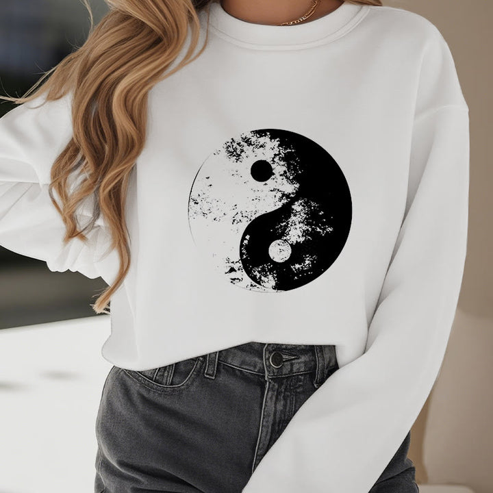 Buddha Stones Yin Yang Tai Chi Pattern Fleece Lined Sweatshirt