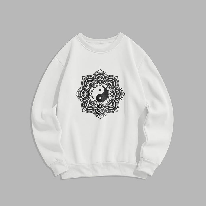 Buddha Stones Mandala Yin Yang Fleece Lined Polyester Sweatshirt