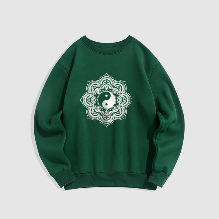 Buddha Stones Mandala Yin Yang Fleece Lined Polyester Sweatshirt