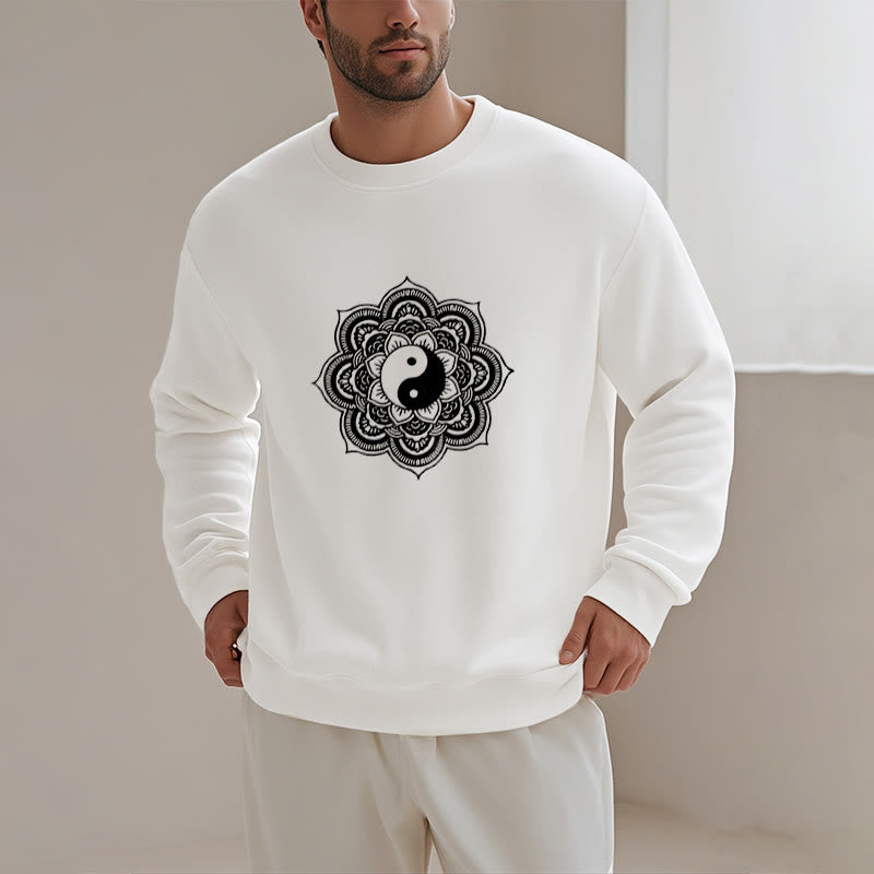 Buddha Stones Mandala Yin Yang Fleece Lined Polyester Sweatshirt