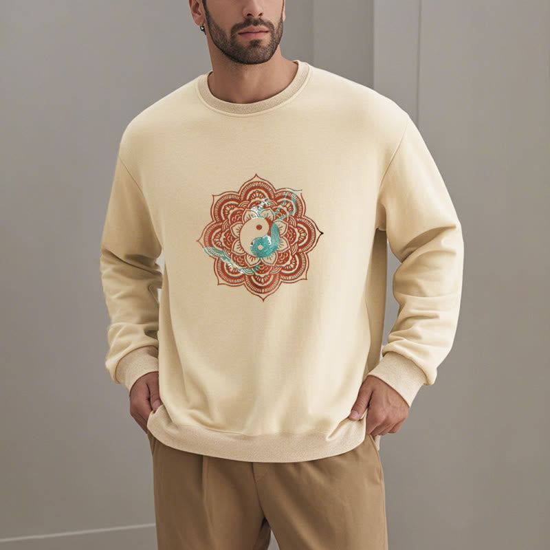 Buddha Stones Mandala Yin Yang Fleece Lined Polyester Sweatshirt