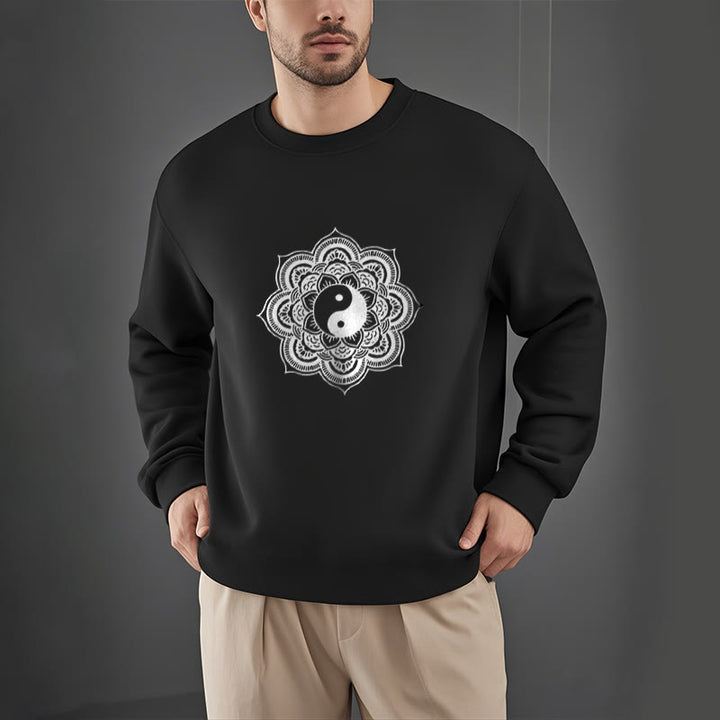 Buddha Stones Mandala Yin Yang Fleece Lined Polyester Sweatshirt