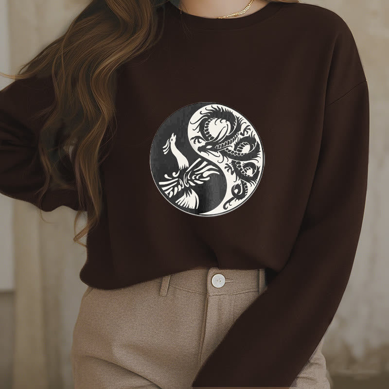 Buddha Stones Phoenix Yin Yang Fleece Lined Polyester Sweatshirt