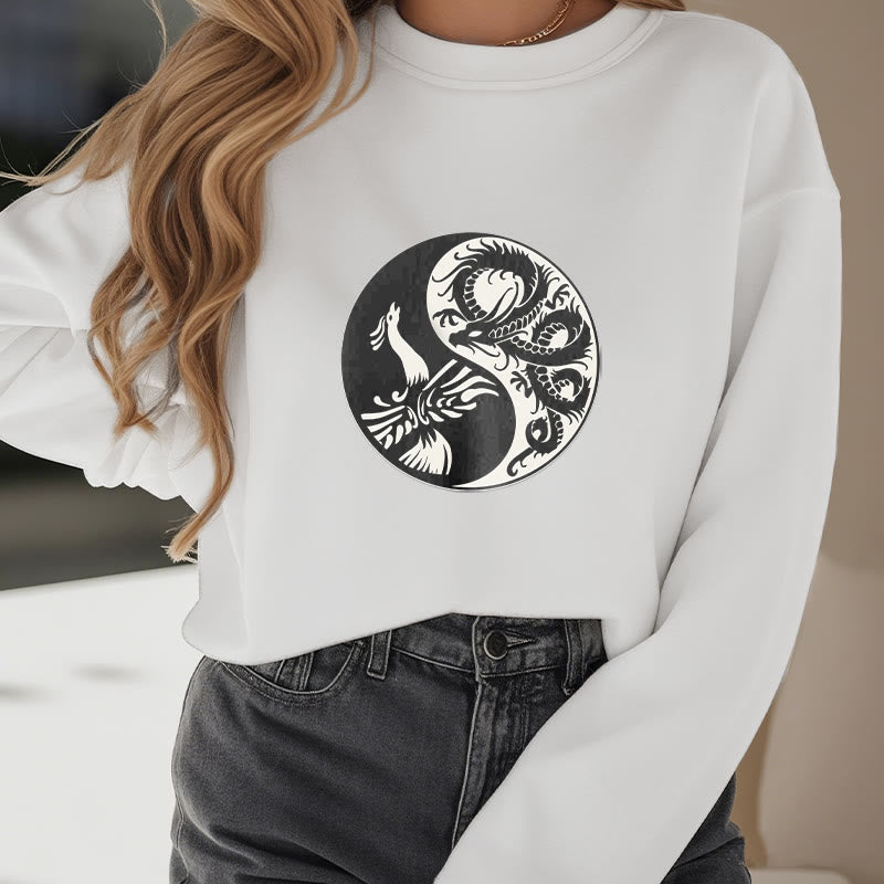 Buddha Stones Phoenix Yin Yang Fleece Lined Polyester Sweatshirt