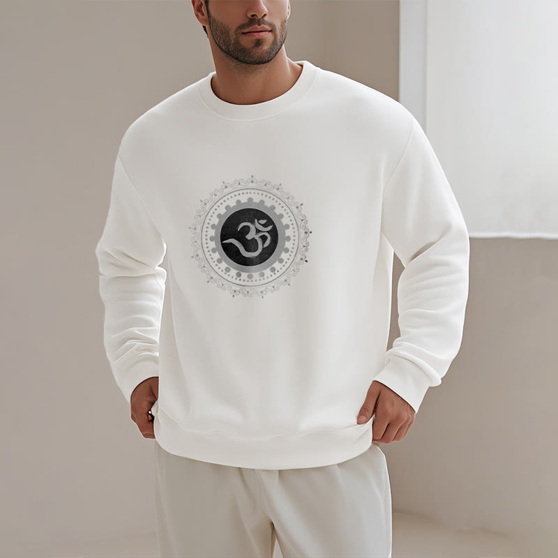 Buddha Stones Om Mandala Pattern Fleece Lined Polyester Sweatshirt