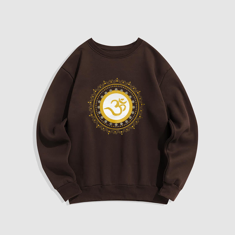 Buddha Stones Om Mandala Pattern Fleece Lined Polyester Sweatshirt