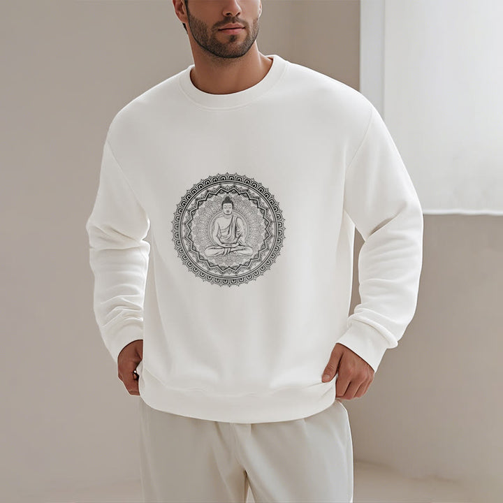 Buddha Stones Mandala Buddha Fleece Lined Polyester Sweatshirt