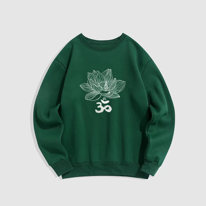 Buddha Stones Om Lotus Sketch Fleece Lined Polyester Sweatshirt