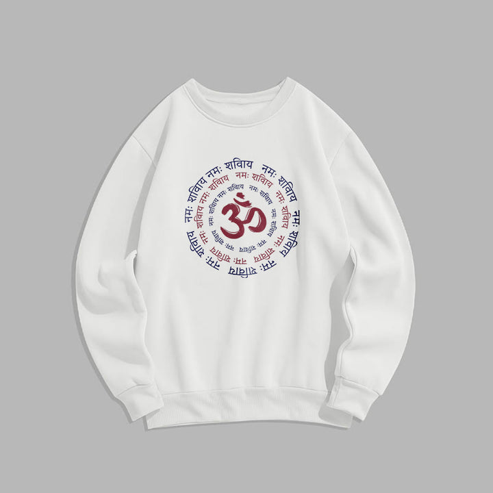 Buddha Stones OM Mantra Character Sanskrit Fleece Lined Polyester Sweatshirt