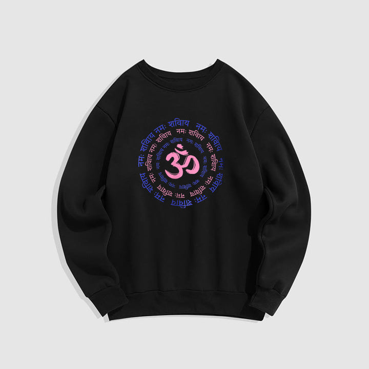 Buddha Stones OM Mantra Character Sanskrit Fleece Lined Polyester Sweatshirt