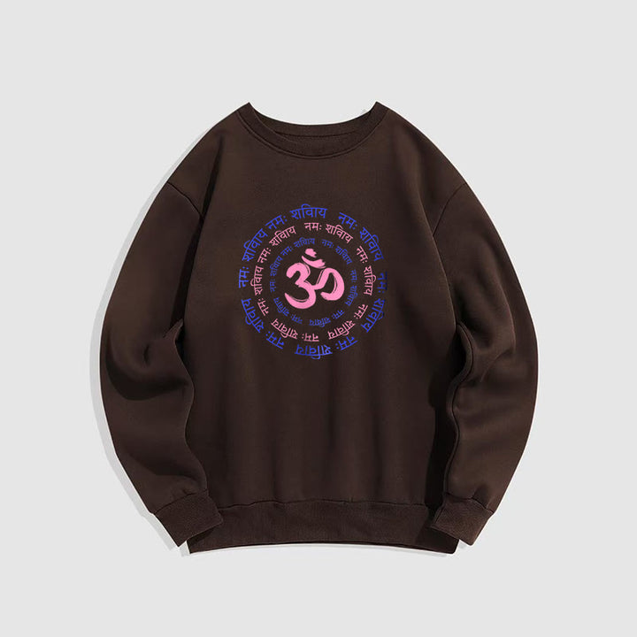 Buddha Stones OM Mantra Character Sanskrit Fleece Lined Polyester Sweatshirt