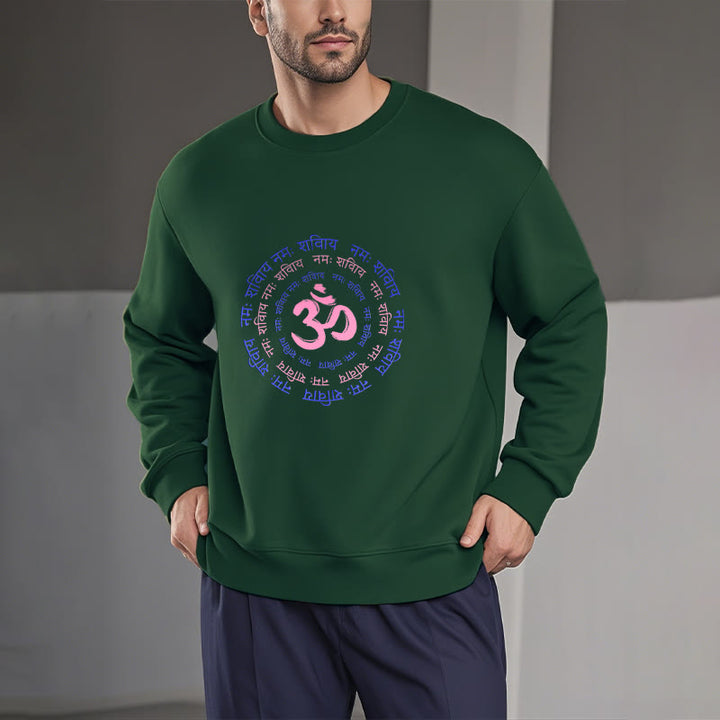 Buddha Stones OM Mantra Character Sanskrit Fleece Lined Polyester Sweatshirt