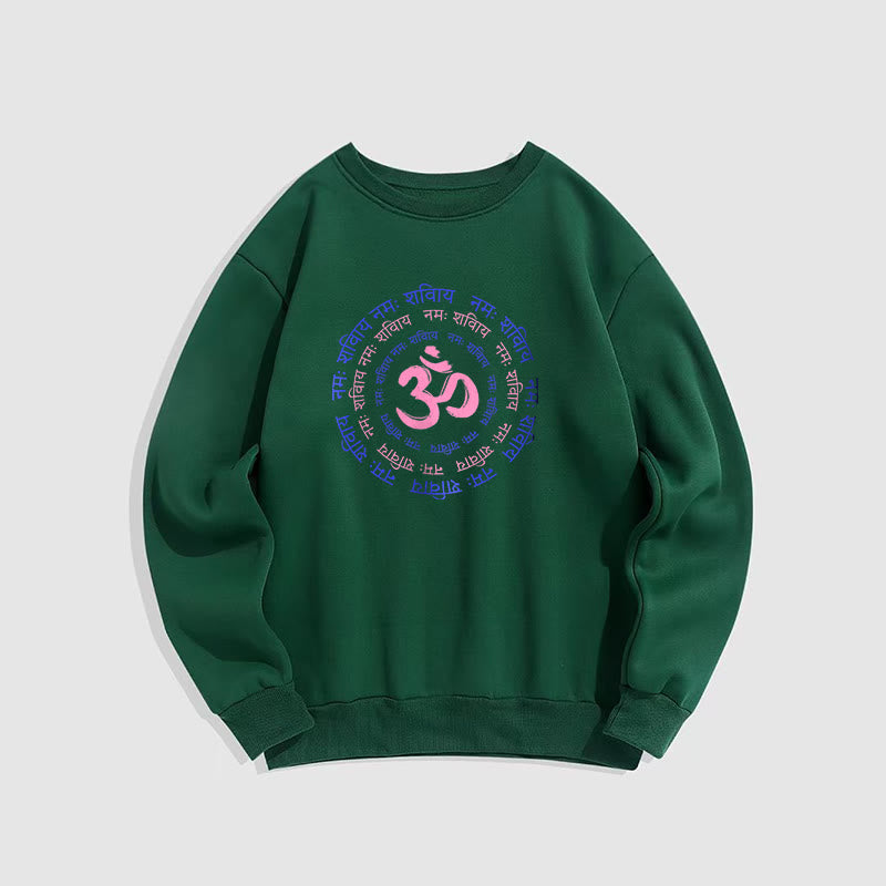 Buddha Stones OM Mantra Character Sanskrit Fleece Lined Polyester Sweatshirt