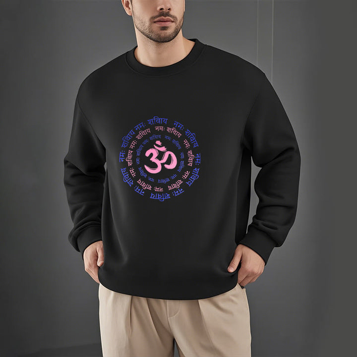 Buddha Stones OM Mantra Character Sanskrit Fleece Lined Polyester Sweatshirt