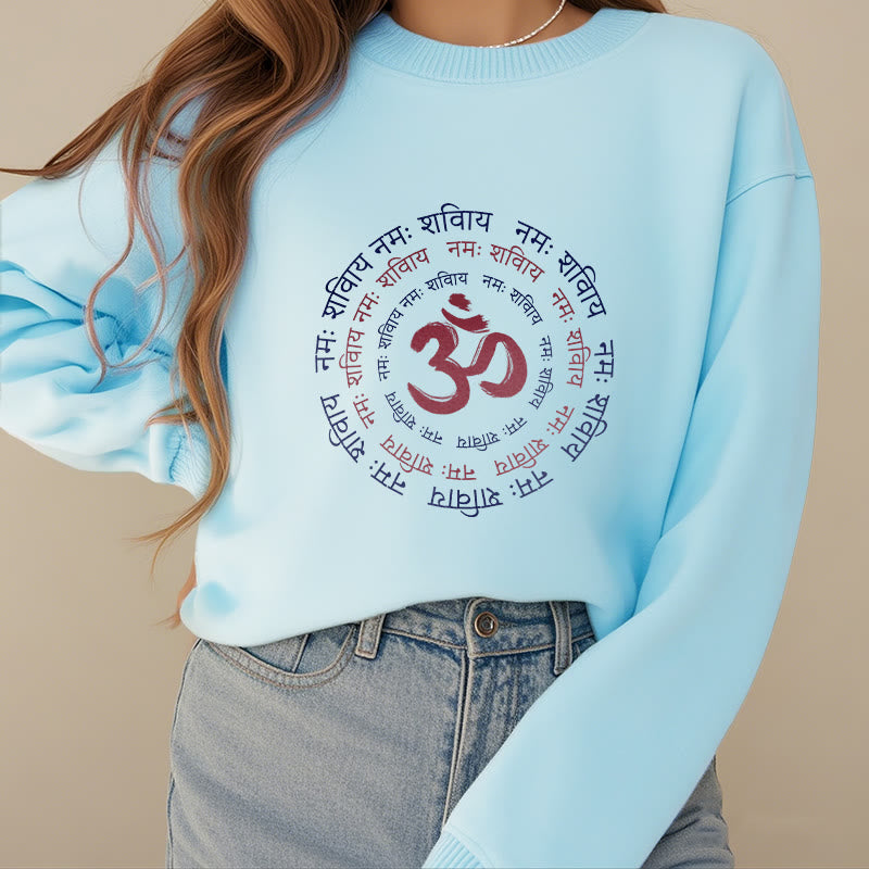 Buddha Stones OM Mantra Character Sanskrit Fleece Lined Polyester Sweatshirt