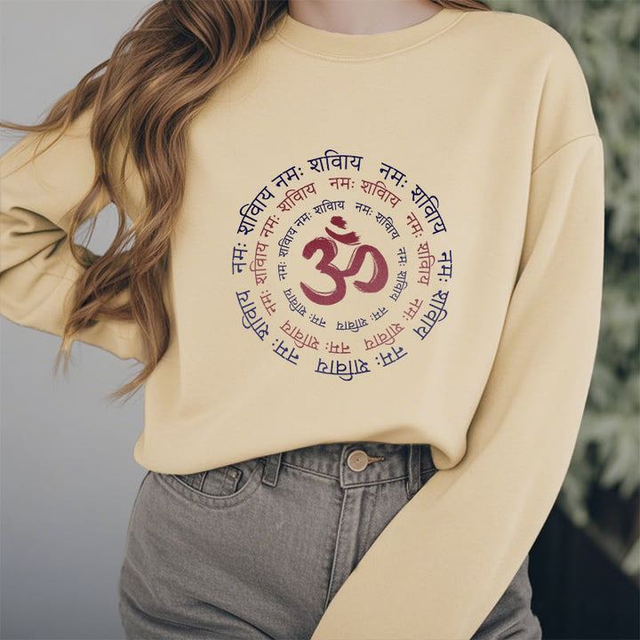 Buddha Stones OM Mantra Character Sanskrit Fleece Lined Polyester Sweatshirt