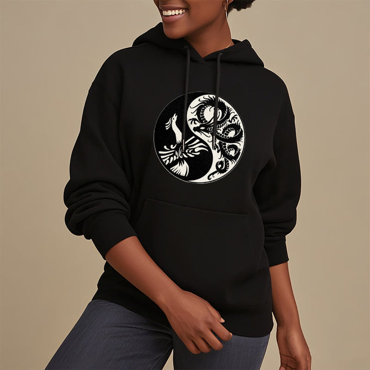 Buddha Stones Phoenix Yin Yang Fleece Lined Hoodie