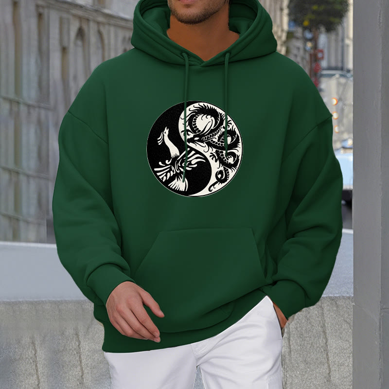 Buddha Stones Phoenix Yin Yang Fleece Lined Hoodie