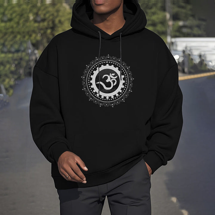 Buddha Stones Om Mandala Pattern Fleece Lined Hoodie