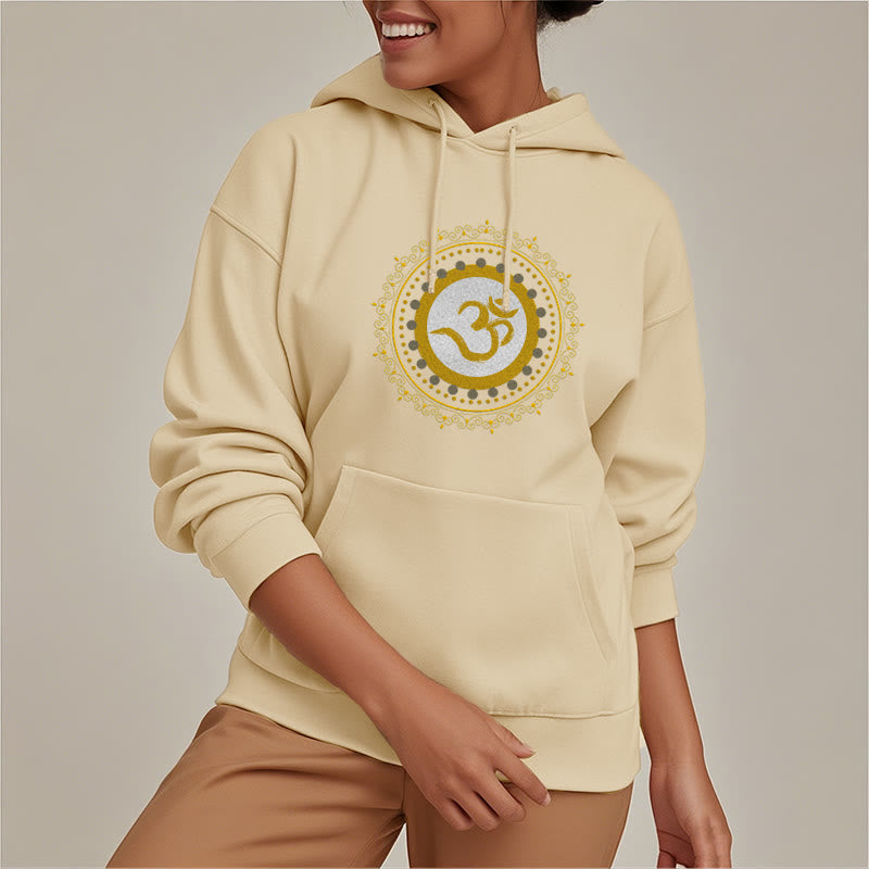 Buddha Stones Om Mandala Pattern Fleece Lined Hoodie