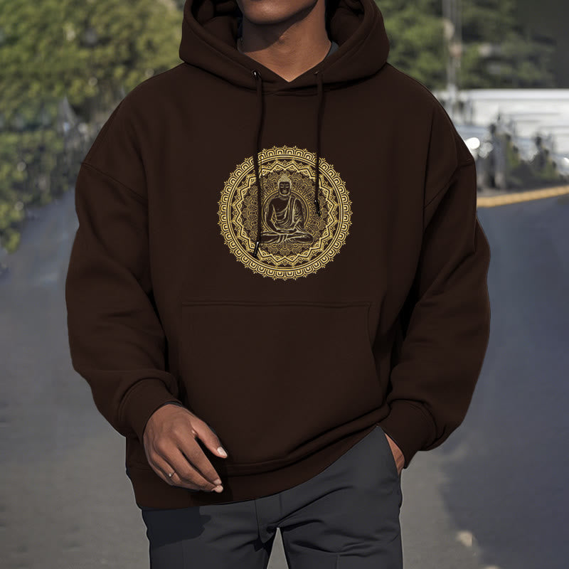 Buddha Stones Mandala Buddha Fleece Lined Hoodie