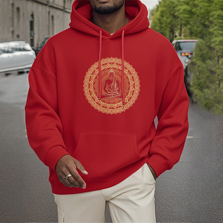 Buddha Stones Mandala Buddha Fleece Lined Hoodie