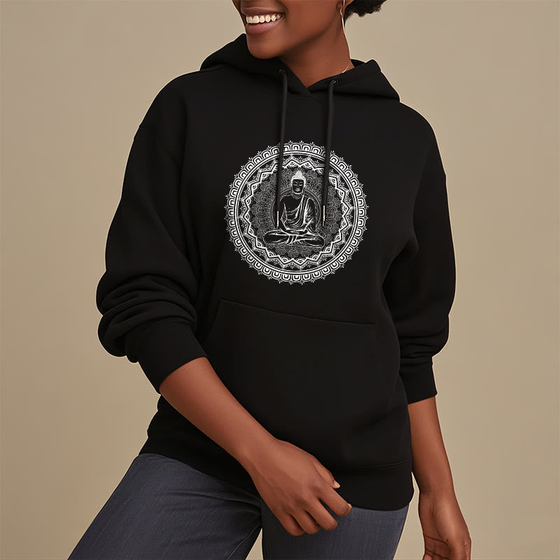 Buddha Stones Mandala Buddha Fleece Lined Hoodie