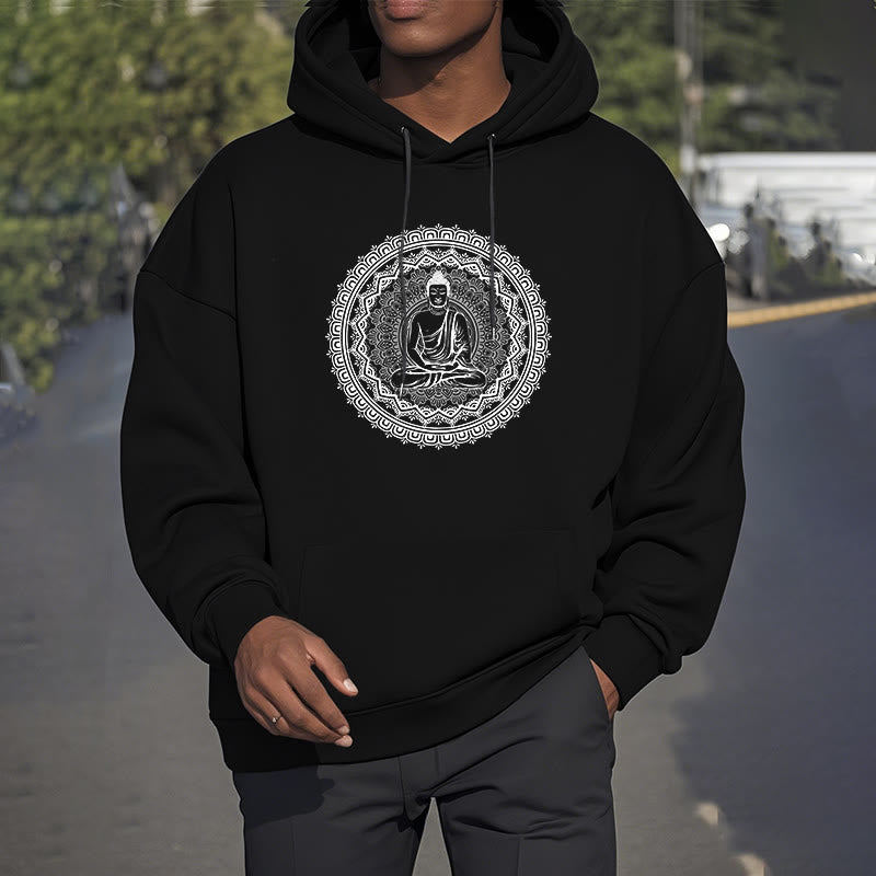 Buddha Stones Mandala Buddha Fleece Lined Hoodie