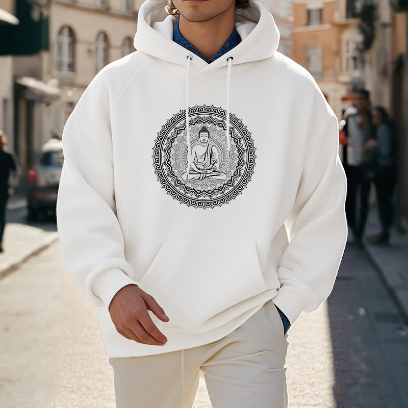 Buddha Stones Mandala Buddha Fleece Lined Hoodie