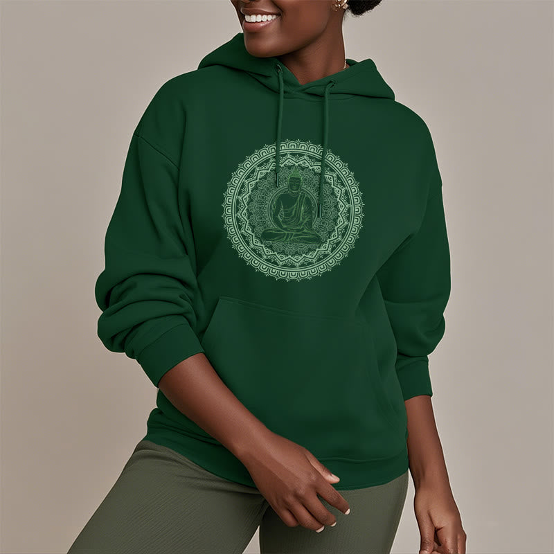 Buddha Stones Mandala Buddha Fleece Lined Hoodie